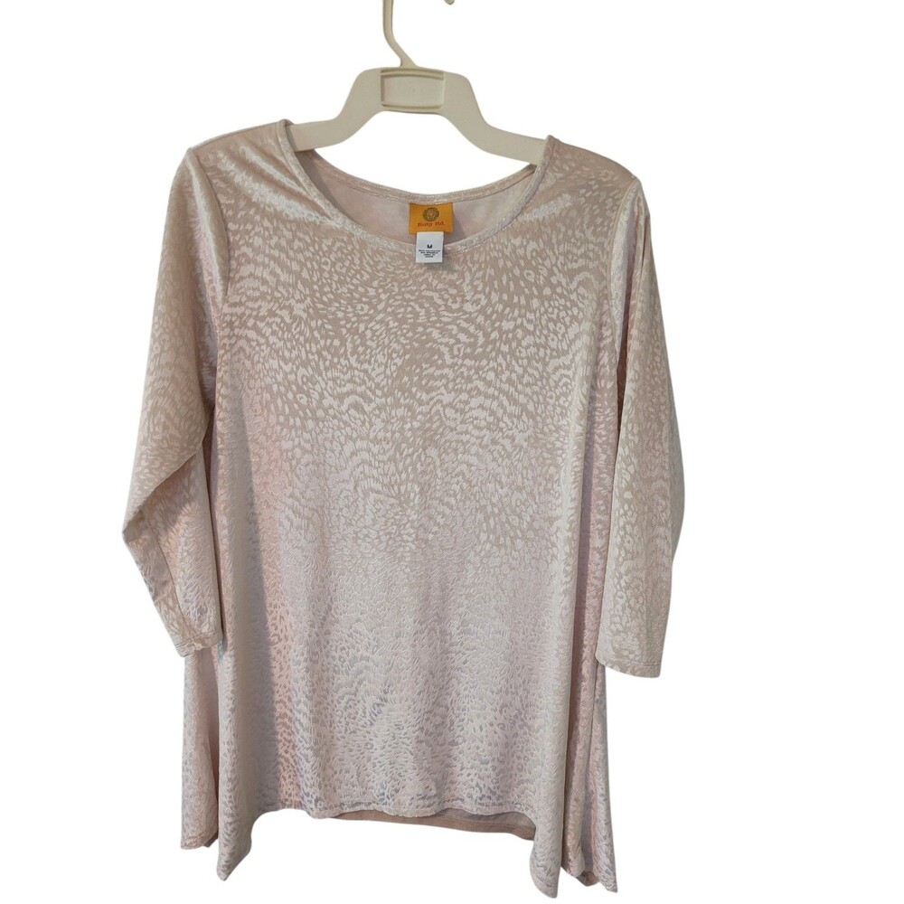 Ruby Rd Women Top Velvet Animal Print Tunic Size M